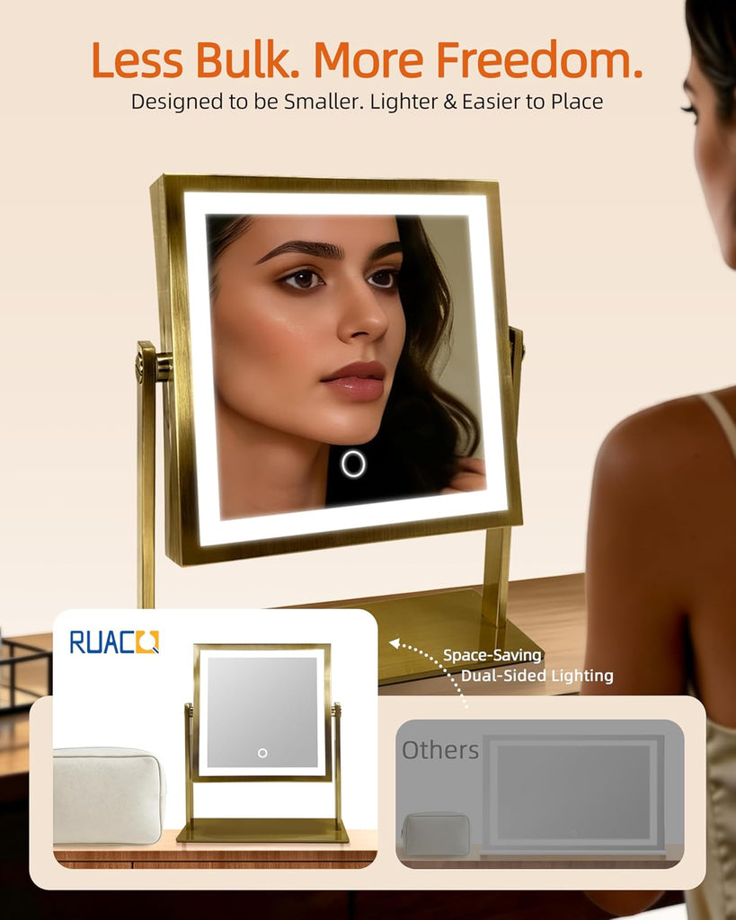 Vanity Mirror with Lights, 4000mAh Magnifying Mirror, 1X/10X Rechargeable Makeup Mirror with 3 Color