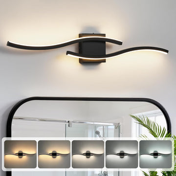 Bathroom Vanity Lights Over Mirror: 31.5 Inch 20W Black LED Bathroom Lighting Fixtures 5CCT Dimmable 2700-5000K