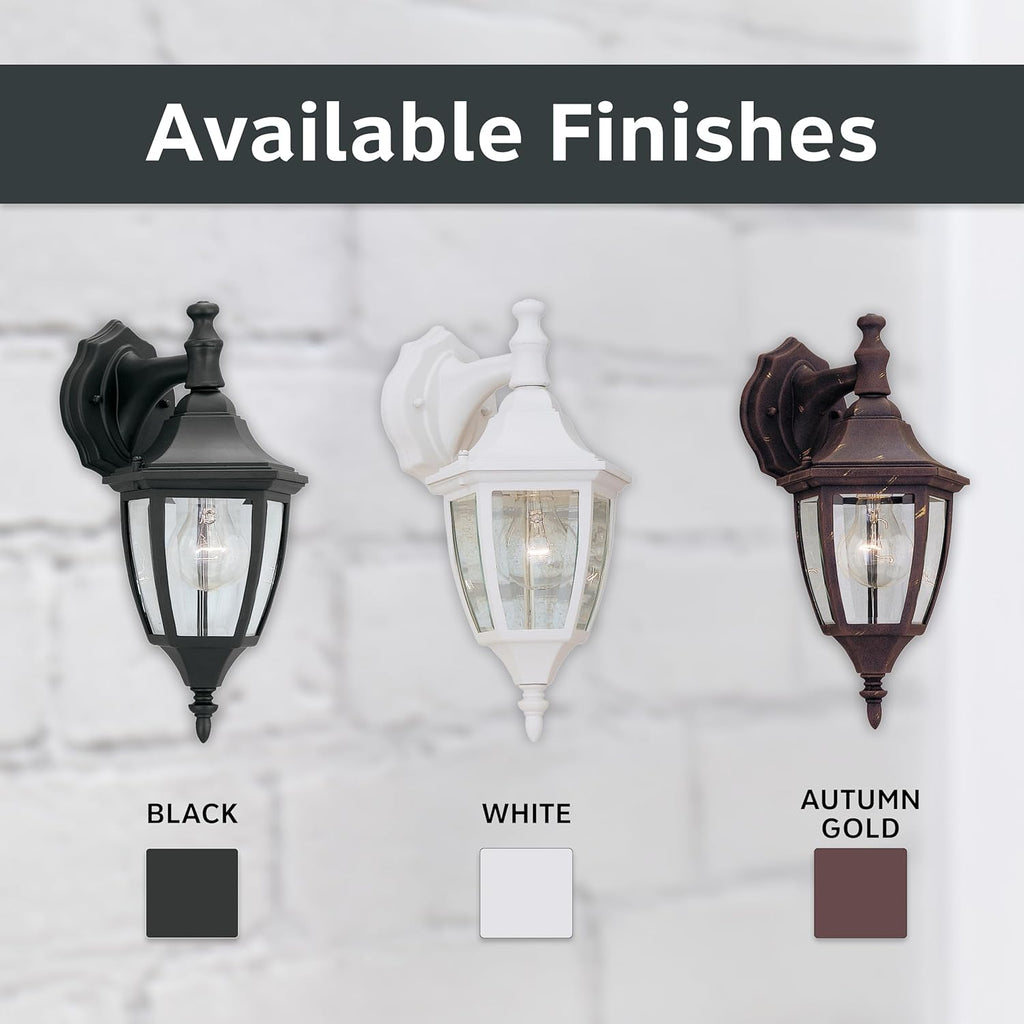 Waterbury Outdoor Light Fixture, 14.25 Inch Exterior Wall Lantern Sconce for Front Door, Patio and Porch, Black, 2461-BK