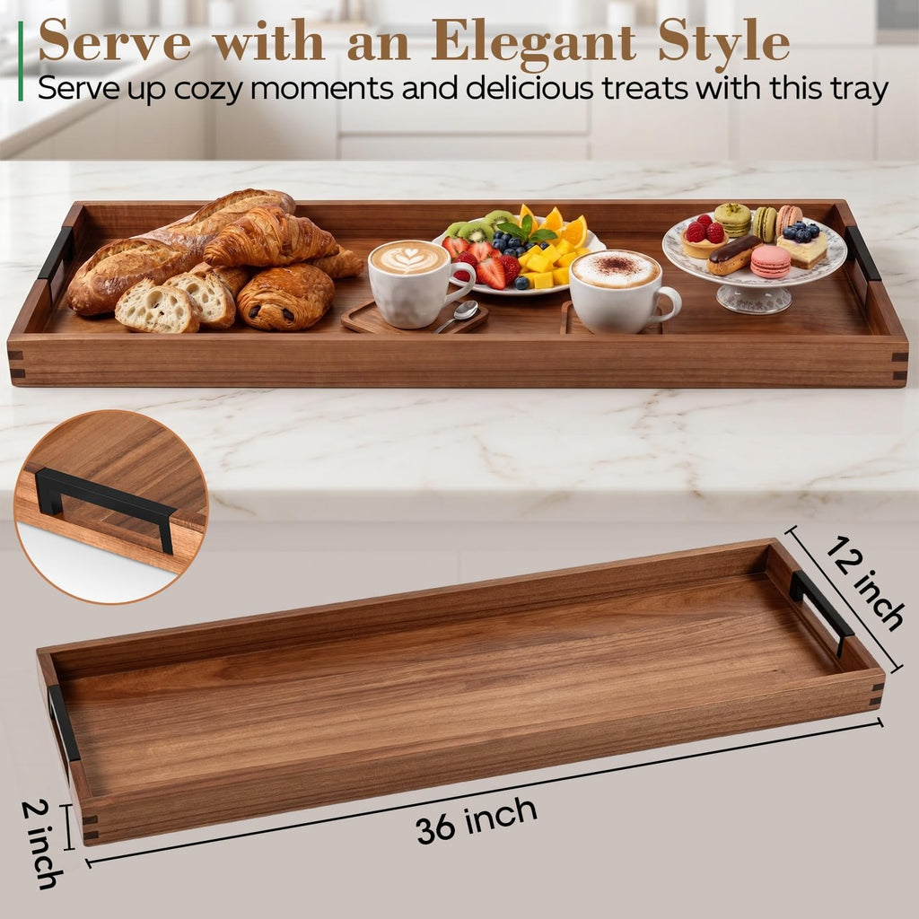 Acacia Large Charcuterie Board with Handles 36 Inch Serving Tray