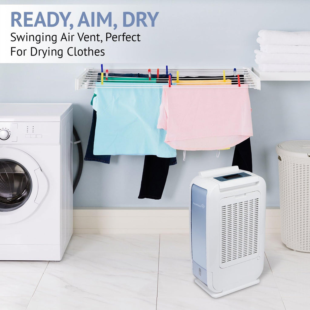 13-Pint Small-Area Desiccant Dehumidifier Compact and Quiet - With Continuous Drain Hose for Smaller Spaces, Bathroom