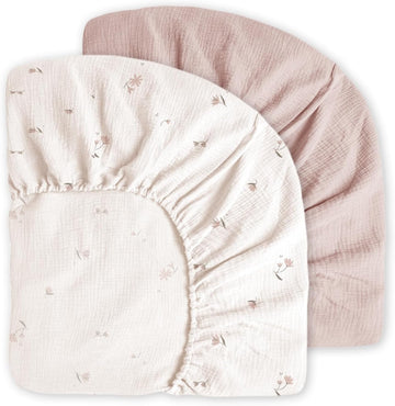 Muslin Crib Sheets Fitted for Boys and Girls 2 Pack, 100% Cotton Baby Bed Sheets Soft Breathable, Neutral Fitted Baby