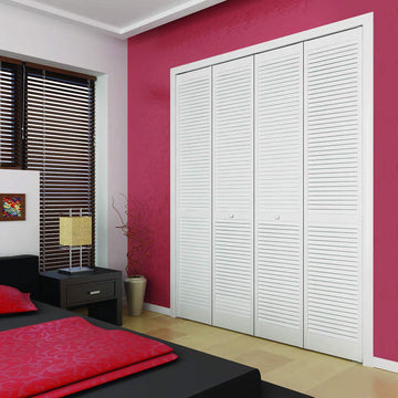 Closet Door, Bi-fold, Traditional Louver-Louver White (80x32)