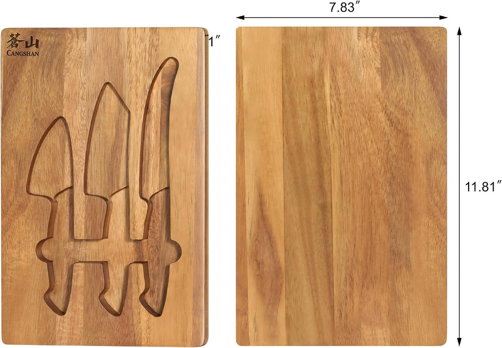 3-Piece Olive Wood Cheese Knife Set with Acacia Cheese Board
