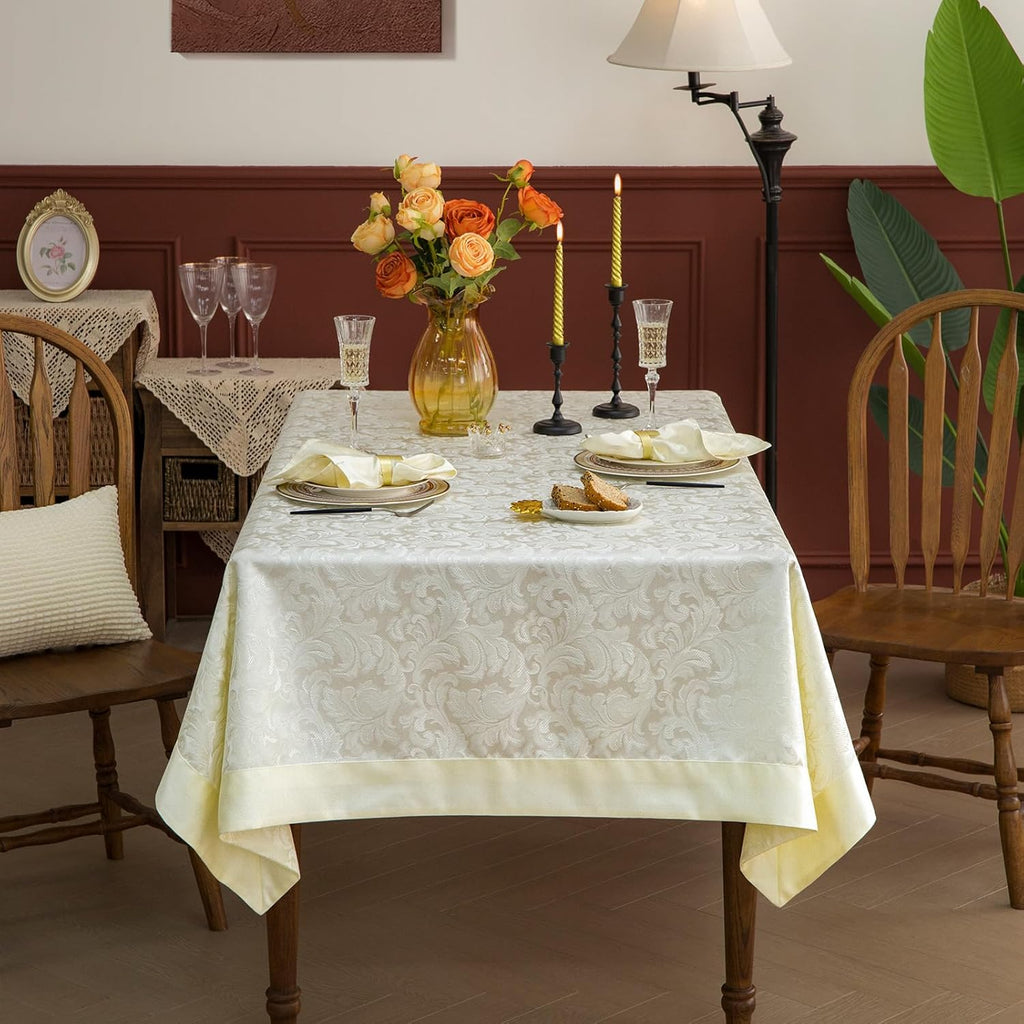 Emboss Style Textured Tablecloth Waterproof Solid Bordered Retro Tablecloths Classic Luxurious Washa
