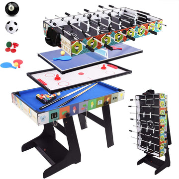 4FT 4 in 1 Folding Muliti Sports Game Table, Combo Table - Pool/Snooker Table, Air Hockey Table,Table Tennis