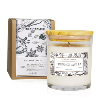 Non Toxic Candle - Soy Cinnamon Vanilla Scent, Highly Scented Spring Candle, New Home Gift, Luxury Scents