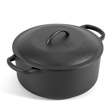 6 QT Basics Cast Iron Dutch Oven Pot with Lid and Dual Handles, Oven Safe up to 500°F Large Cooking Pan, Bread Oven