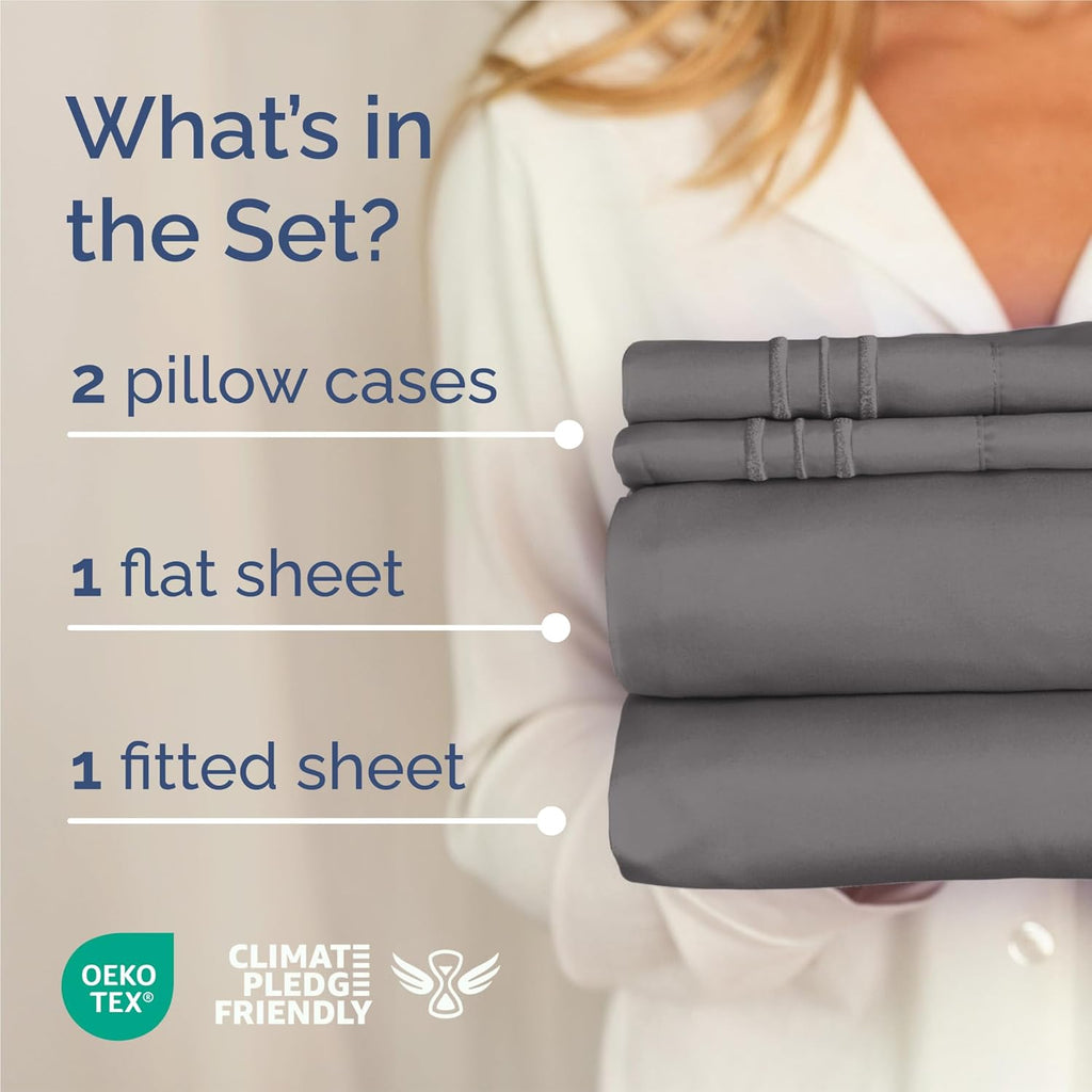 4 Piece Sheet Set - Comfy Breathable & Cooling Sheets - Hotel Luxury Bed Sheets for Women & Men - Deep Pockets