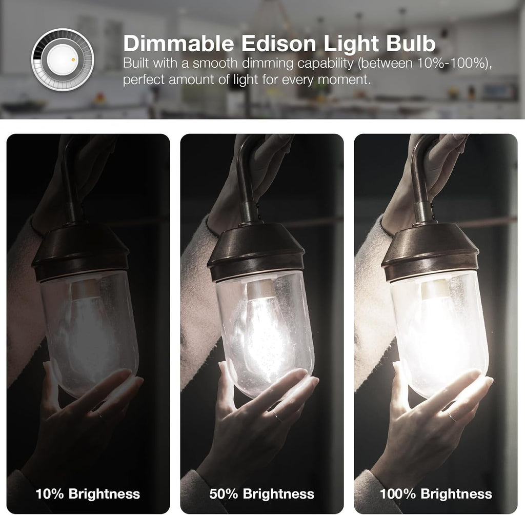 12 Pack Vintage LED Edison Bulbs, E26 Led Bulb 60W Equivalent, Dimmable Led Light Bulbs, High Brightness 800 LM