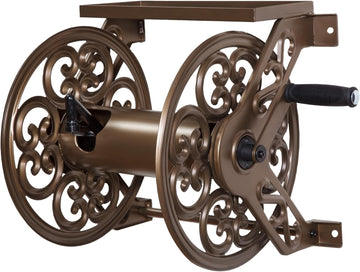 Garden 708 Steel Decorative Wall Mount Garden Hose Reel, Holds 125-Feet of 5/8-Inch Hose - Bronze