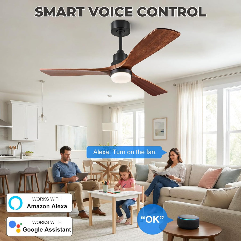 Ceiling Fans with Lights and Remote, 52 Inch Outdoor Ceiling Fan for Patios