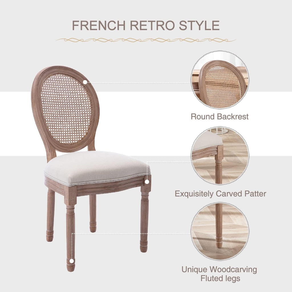 Farmhouse Dining Room Chairs Set of 4, French Bistro Dining Chairs with Square Back and Wood Legs for Dining Room, Kitchen or Restaurant, Beige
