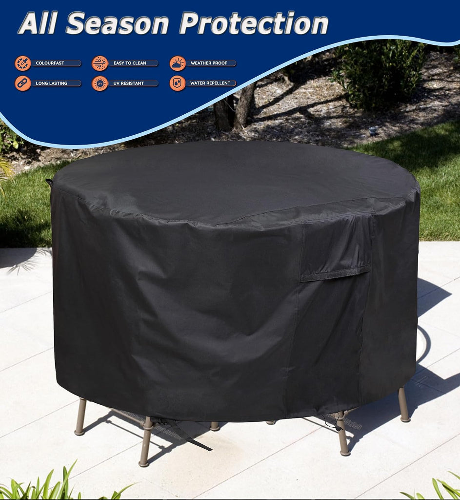 Round Patio Furniture Covers - 74" Dia Waterproof Table & Fire Pit Cover - Anti-Fading for Outdoor Dining Sets