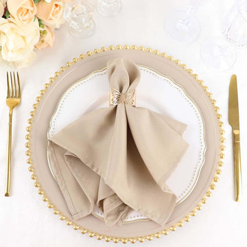 Premium Cloth Napkins Set of 50, 17x17 Inch Nude Beige Seamless Dinner Napkins, Washable Linen Table Napkin Cloth