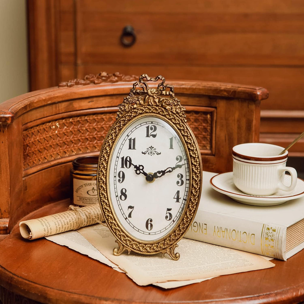 HOME Gold Table Clock Silent Non-Ticking