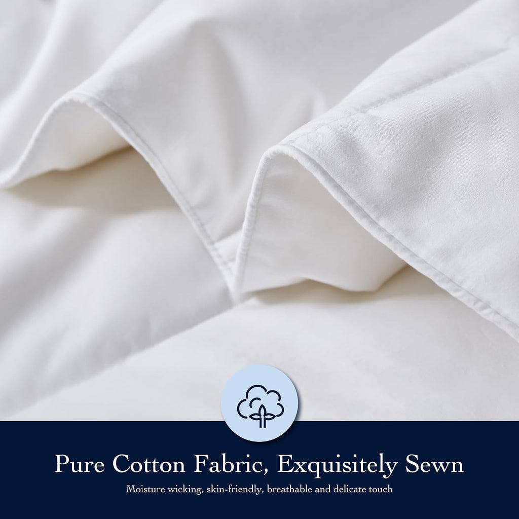 Down Fiber Comforter King-All Season Duvet Insert, Luxury Fluffy Bed Comforter 100% Cotton 300 Thread Count Shell