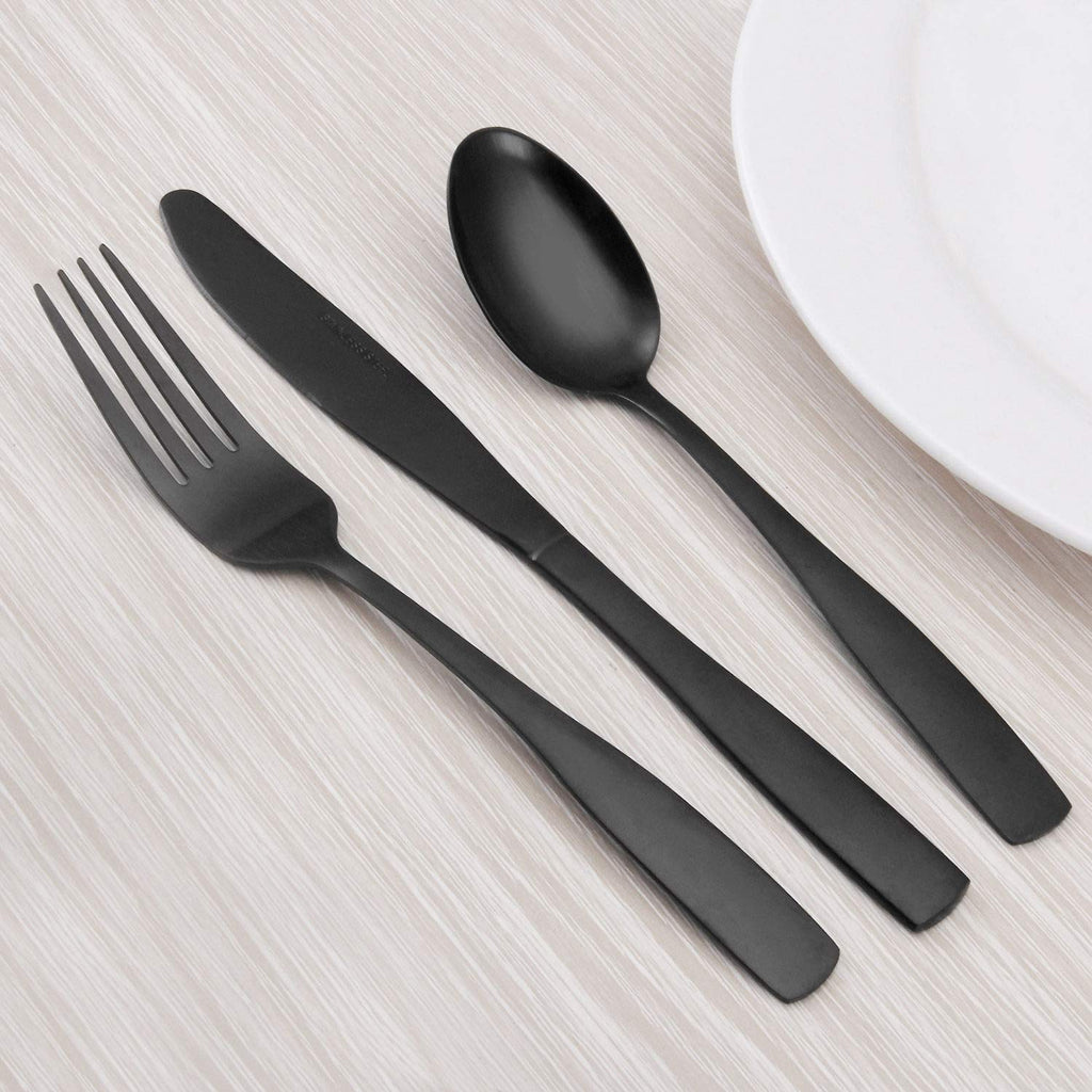 Matte Black Silverware Set, Satin Finish 20-Piece Stainless Steel Flatware set, Tableware Cutlery Set Service for 4