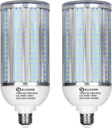 100W LED Corn Light Bulb 2 Pack, 10000 Lumen 5000K Daylight White E26/E39 Led Corn Bulb for Outdoor Indoor Garage