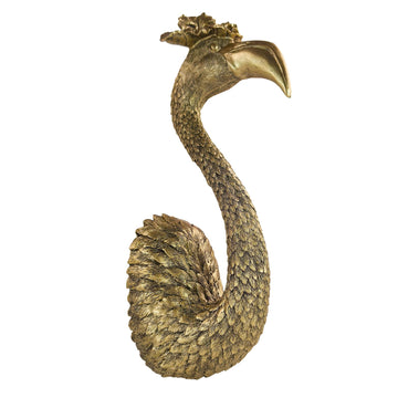 Vintage Animal Head Wall Decor - 13" Resin Flamingo Wall Art Decor, Gold Bird Wall Sculptures, Unique Gift Idea