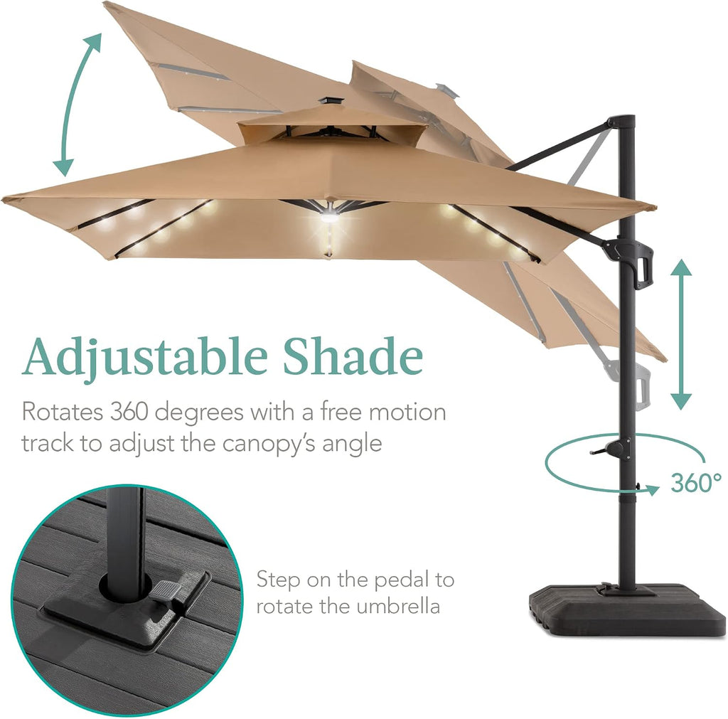 10x10ft Cantilever Patio Umbrella w/Base Included