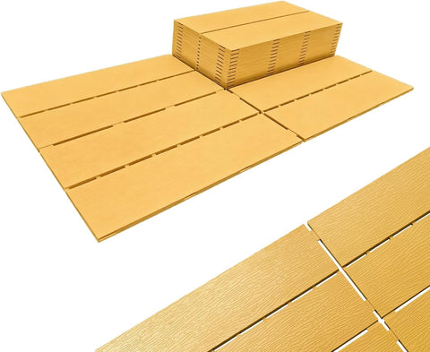 Plastic Interlocking Deck Tiles 24"x13"(6-Pack) Outdoor Patio Flooring, Waterproof All-Weather Decking for Balcony