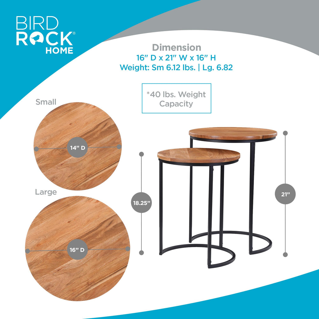 Wooden Nesting Side Tables - Mid Century Modern Stackable Coffee - Space-Saving Wooden End, Centerpiece, Office