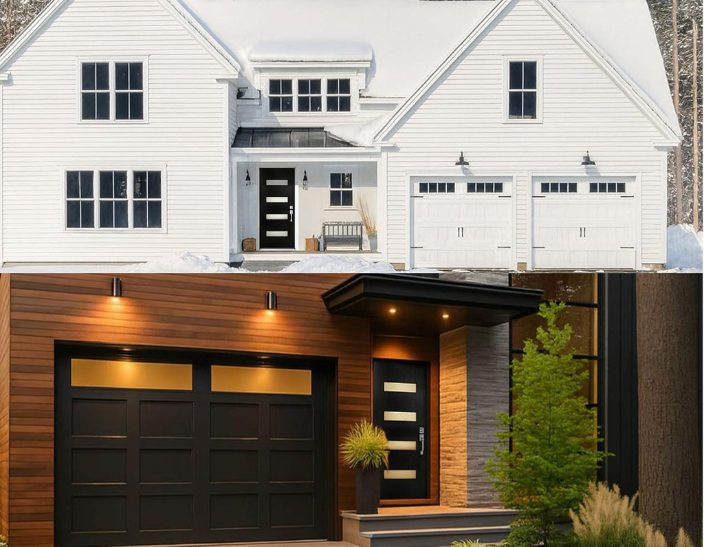 36 x 80 Fiberglass Entry Door with Brickmould, Frosted Glass - Contemporary Style for Home's Front Entrance, Left Hand