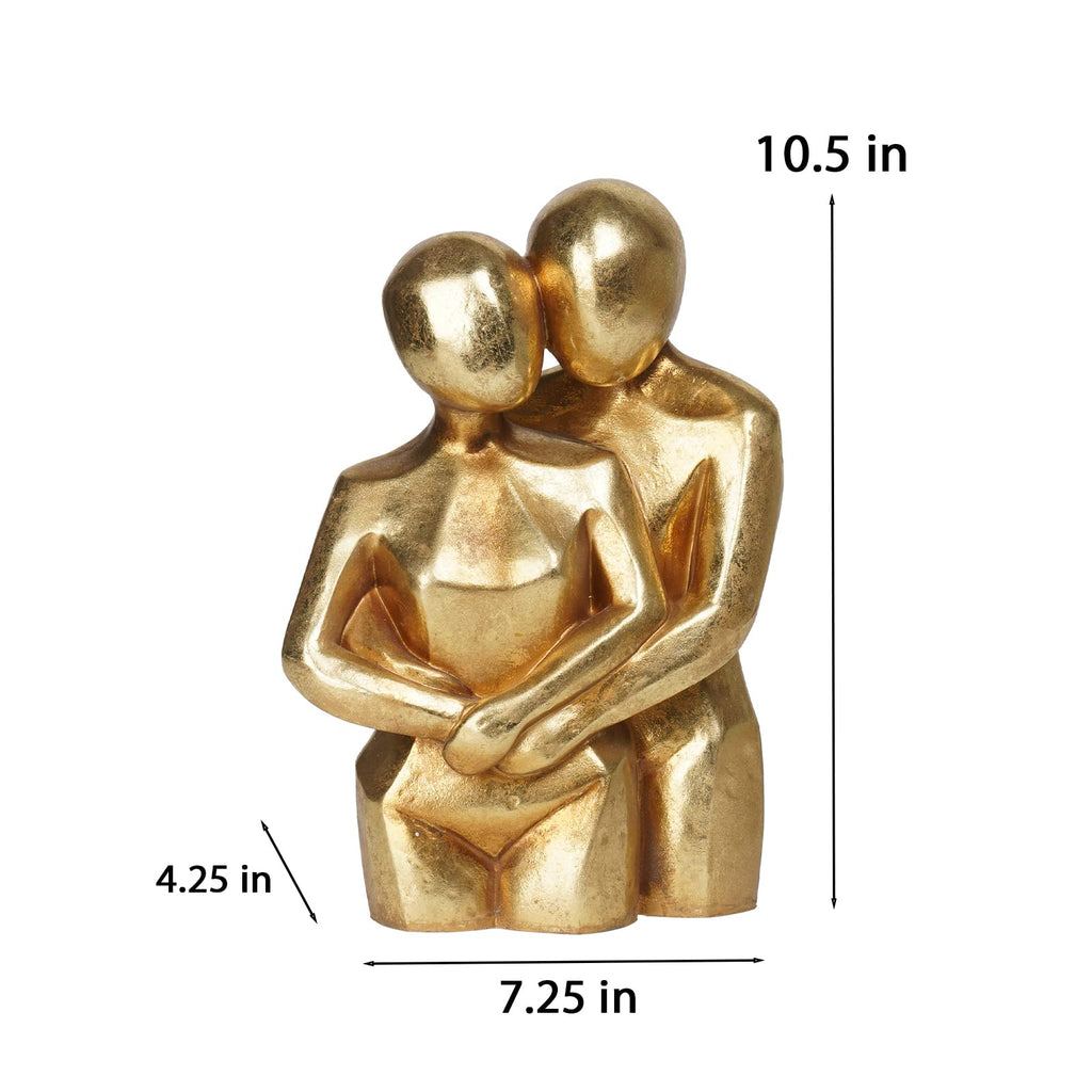 Hugging Couple Sculptures Gold Home Décor