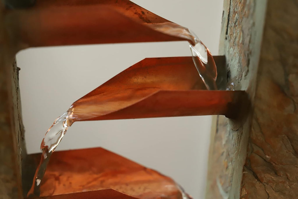 Spillway Rustic Indoor Table Fountain, Slate and Copper, 19 Inch Height, 10 Inch Width, 6 Inch Depth