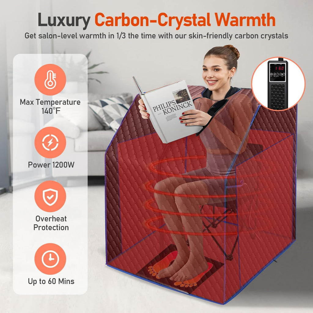 Infrared Sauna Box for Home, Portable Personal Dry Sauna for Relaxation, Detoxification, Carbon Crystal Heating
