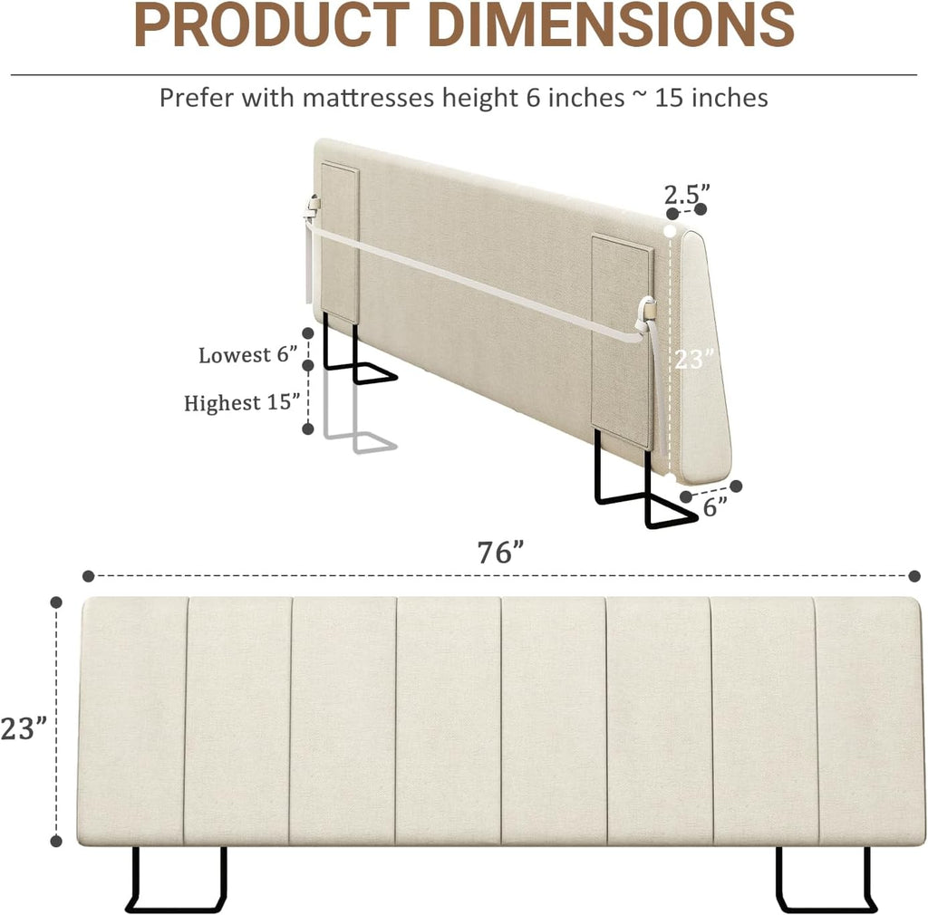 King Headboard Only-No Assembly, Upholstered Headboard King Linen Fabric Modern Style Headboards Extra-Thick, Beige