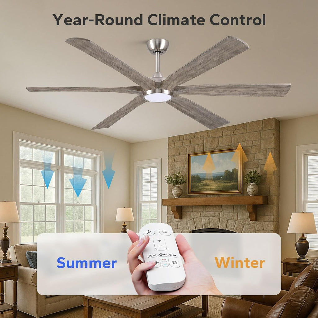 72" Ceiling Fan with LED Light and Remote - Gray