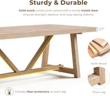 Wellen Farmhouse 84-Inch Rectangle Solid Wood Dining Table with Plank and Beam Base, Trestle Design, Seats Up to 8