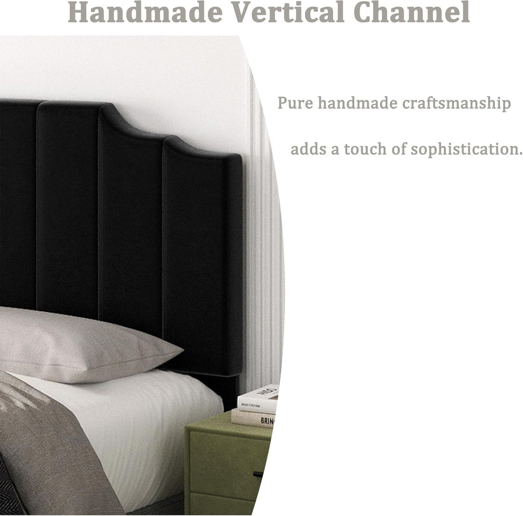 King Headboard Only, Velvet Wall Mounted Headboard King for Adjustable Bed Modern Upholstered Head Board Easy Assembly