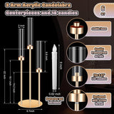 6 Sets 3 Arm Metal Candelabra Centerpiecese Holder Centerpieces with 18 LED Candles and Shade for Ceremony Birthday