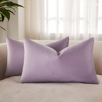 16x24 Pillow Covers Set of 2 Decorative Velvet Throw Pillow Covers, Lilac