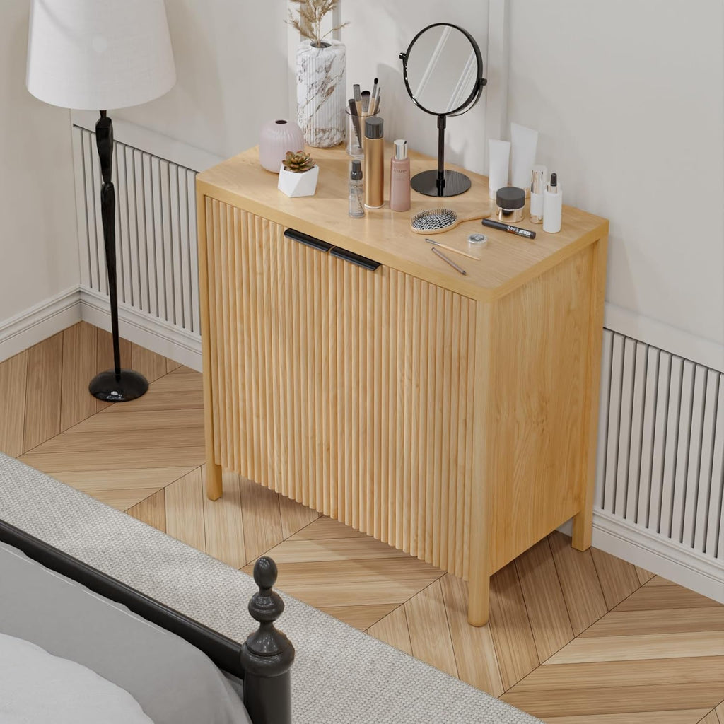 31.5'' Sideboard Buffet Cabinet with Storage Fluted Sideboard Buffet with Adjustable Shelves Coffee Bar Console Table