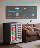 Wine and Beverage Refrigerator with Glass Door, 24-Inch Dual Zone Wine Fridge Un