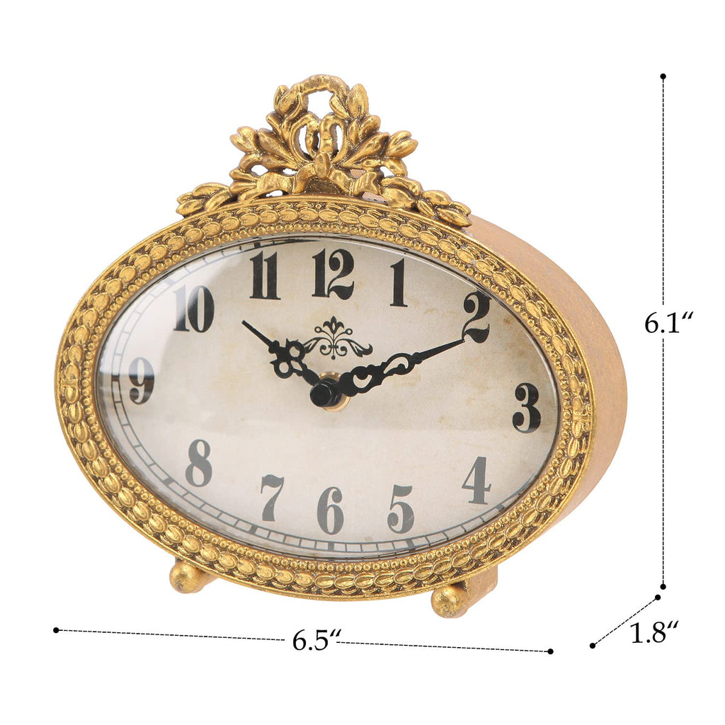 Vintage Table Top Clock, Silent Small Shelf Desk Clock Battery Operated Rustic Design, Home Decor, Bedside, Gift