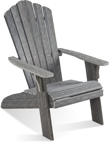 Oversized Adirondack Chair, Grey | Poly Lumber Weather-Resistant Patio Chair with Wide Armrests & High Backrest, Fire
