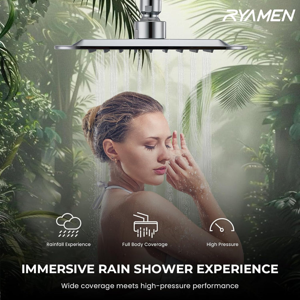 Dual Shower Head Combo, 8'' High Pressure Rain Shower Head with Handheld Spray, 6+1 Spray Settings Handheld Showerhead