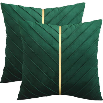 Christmas Green Velvet Pillow Covers 18x18 inch Pack of 2 Gold Decor