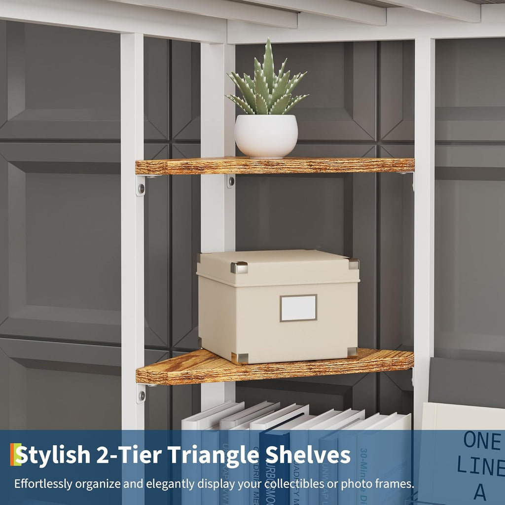 Twin Loft Bed with Large Desk and Storage Shelves