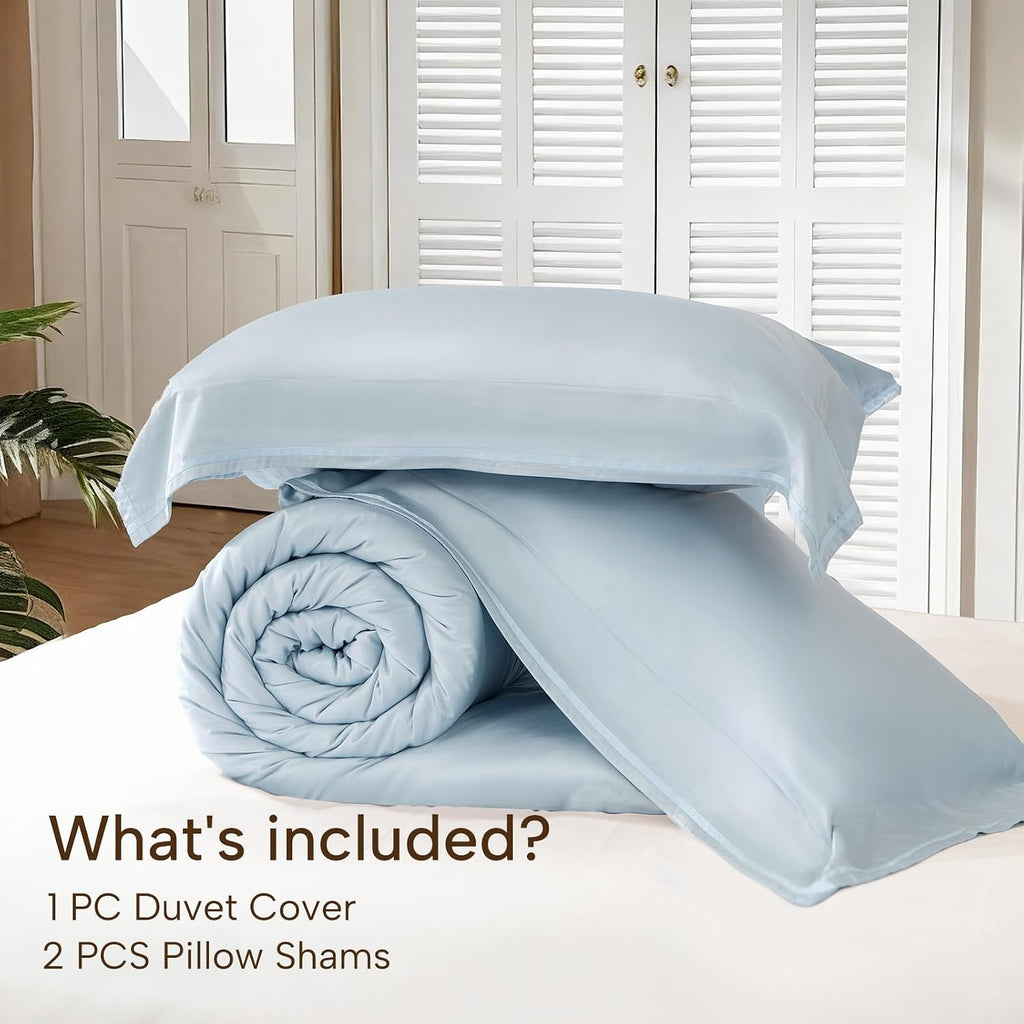 100% Viscose Derived from Bamboo Duvet Cover Set - 3 Pc Hotel Luxury Cooling Duvet Cover for Hot Sleepers & Night