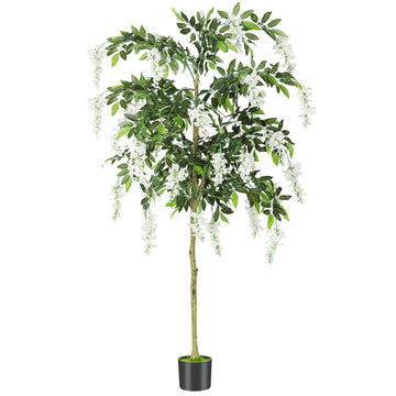 6FT Ficus Tree Artificial Indoor, Tall Fake Wisteria Tree Pot