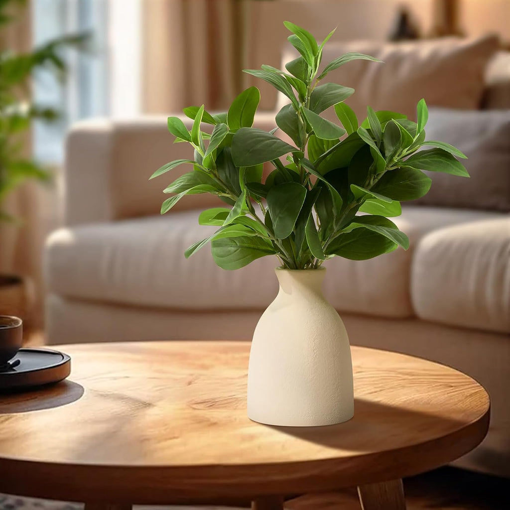 16" Artificial Eucalyptus Stems Potted Plant Indoor Fake Plants - Realistic Greenery with Vase, Small Artificial
