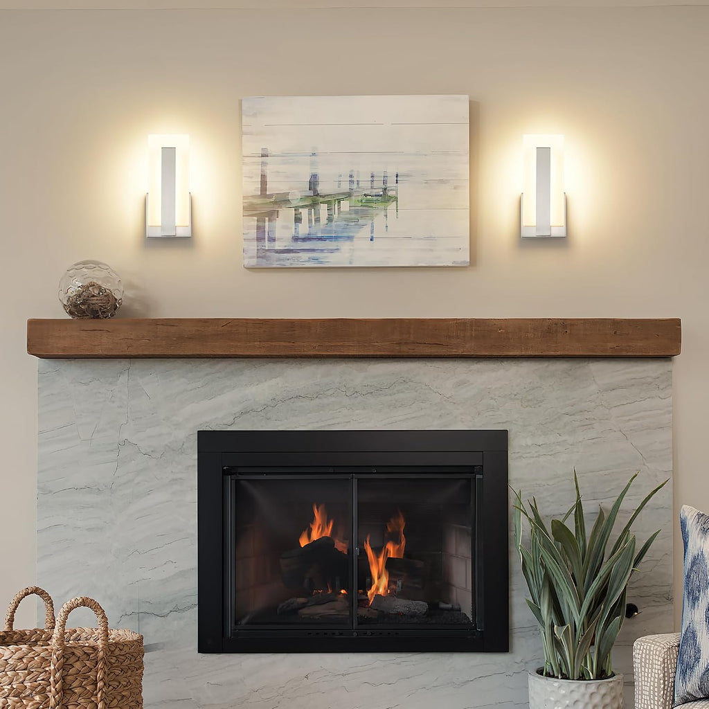 Modern LED Wall Sconce Set of 2, Hardwired 3000K Warm White Light Wall Lights, 7W Up and Down Wall Mount Light, 9.76