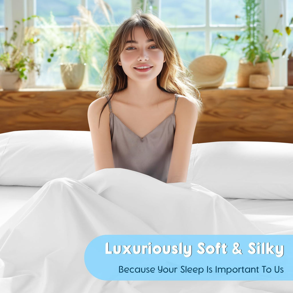 100% Egyptian Cotton Sheets Set - 1000 High Thread Count, Luxury 5-Star Hotel Sateen Bed Sheets, Soft, Breathable
