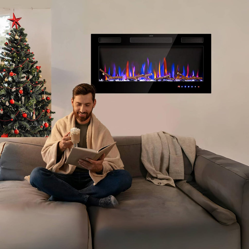 36" Electric Fireplace Inserts - Recessed Fire Place and Wall Fireplace Heater